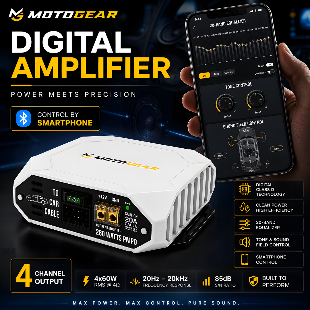 MOTOGEAR Boost-1 280W PMPO 4 Channel DSP Digital Car Amplifier For Head Unit