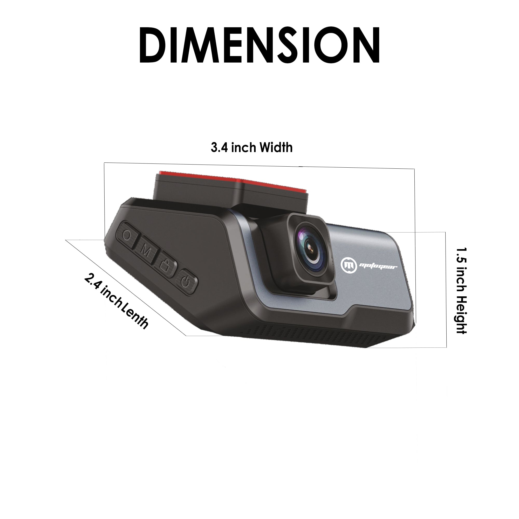 MOTOGEAR MG-DASHCAM 3 Inch Car Dash Camera | 1080P Dual Lens Recording | Built-In GPS | G-Sensor Emergency Recording | Parking Monitor | Supports 128GB Memory Card
