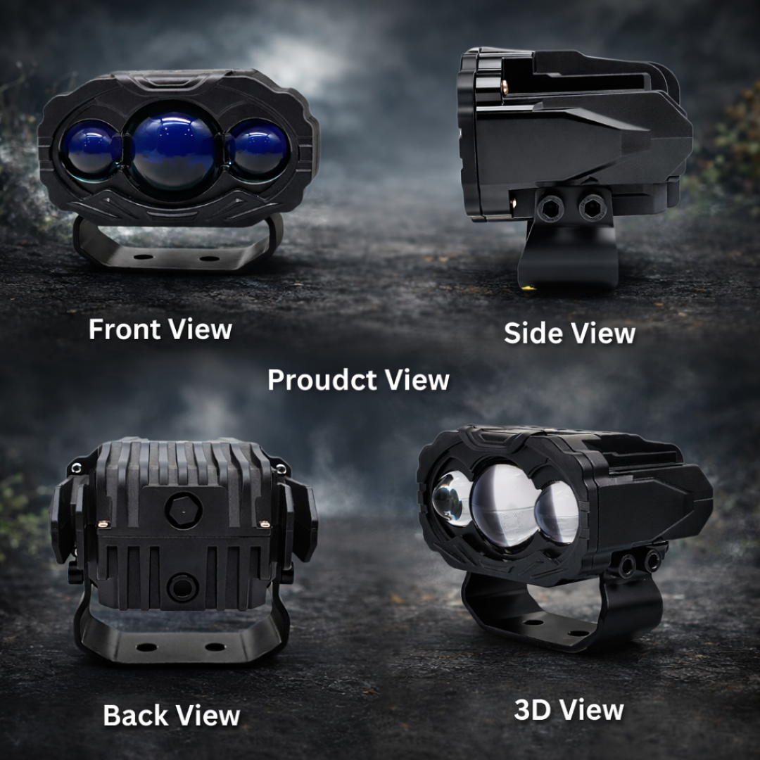 MotoGear Bright White 120 Watt Fog Light With Yellow/White Spot Reflection | Waterproof & Dustproof | Universal For Bikes & Cars (Pack of 2)