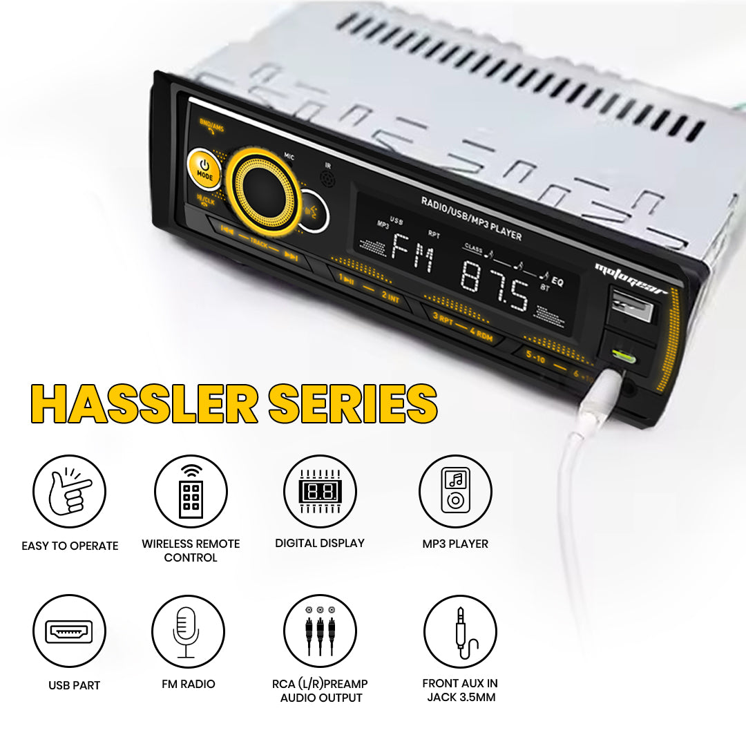 THE HASSLER SERIES CAR FM STEREO AND USB PLAYER MG-FM 4