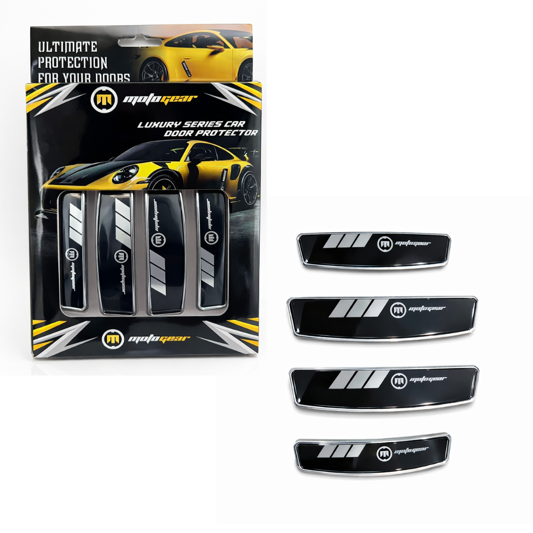 MOTOGEAR Luxury Car Door Edge Protectors – 4 Pcs Anti-Scratch Door Guards with Strong Double Side Tape, Universal Fit Car Door Protector Strips for Edge Protection (Black)