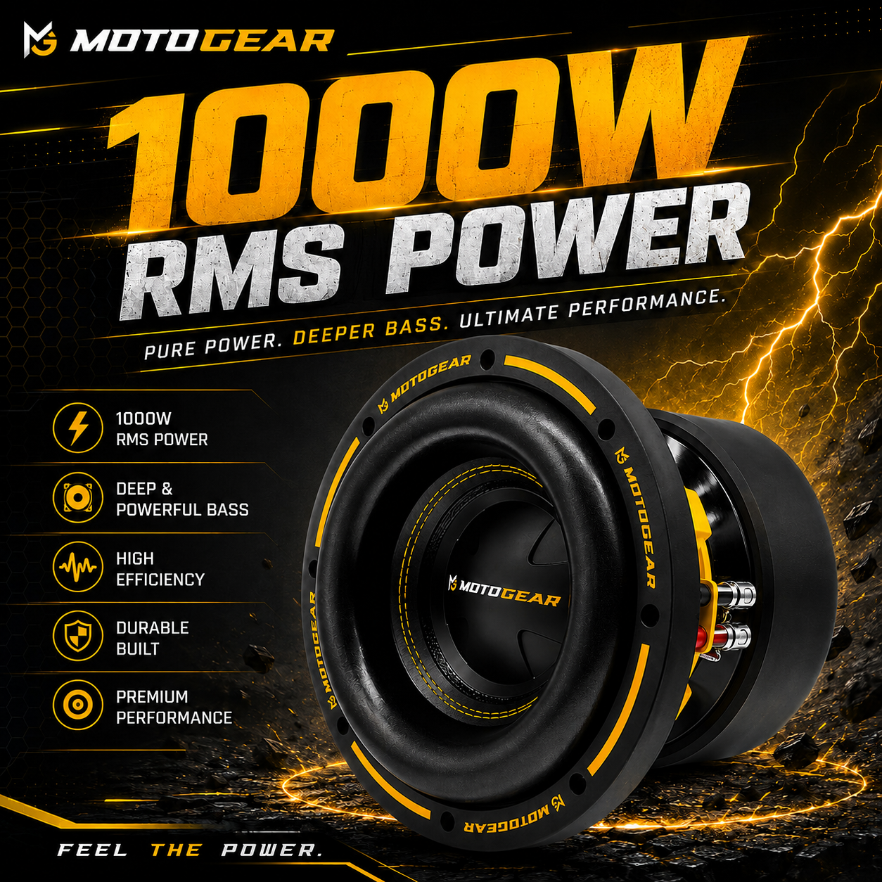 MOTOGEAR Knockdown-8 1000W RMS 8 Inch Subwoofer