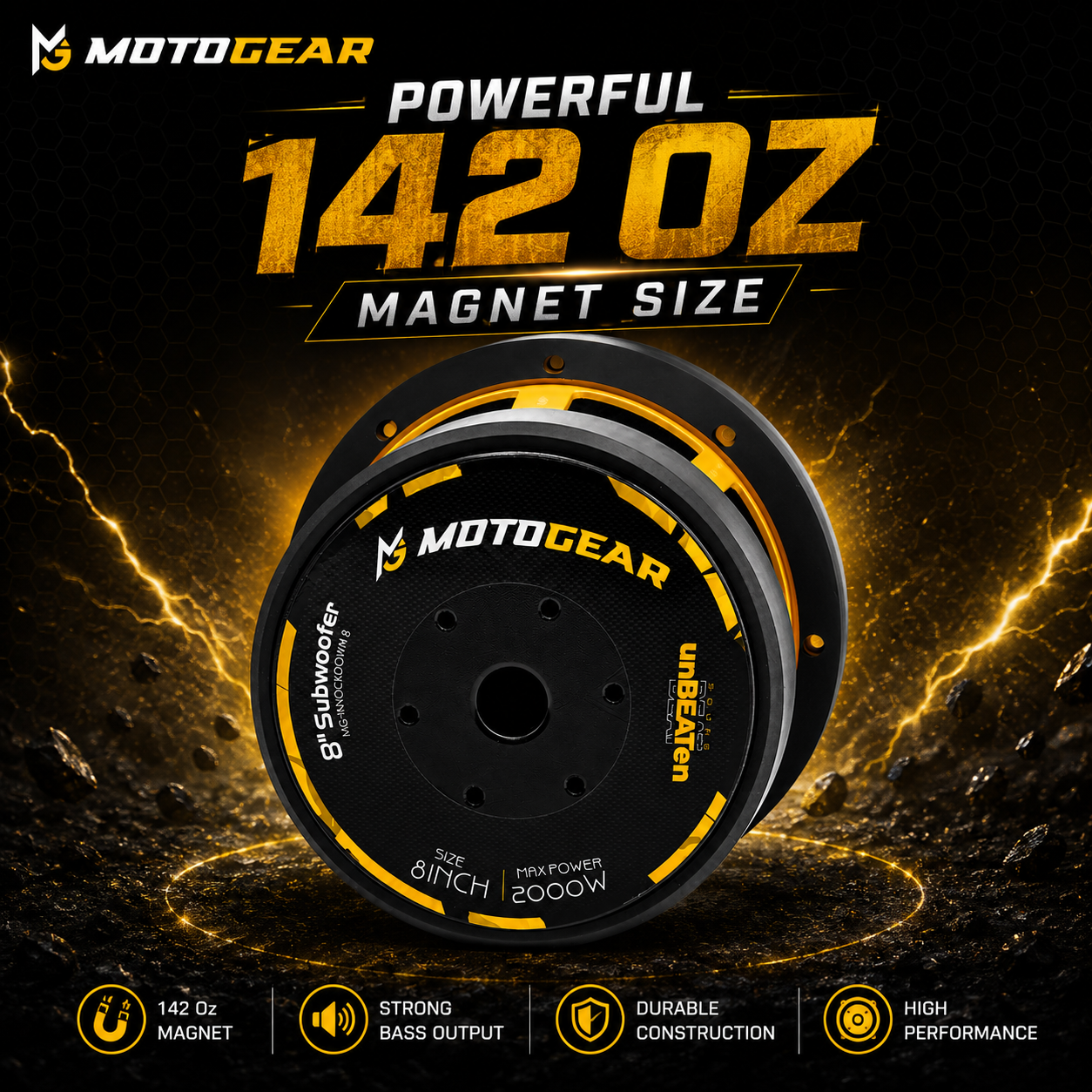 MOTOGEAR Knockdown-8 1000W RMS 8 Inch Subwoofer