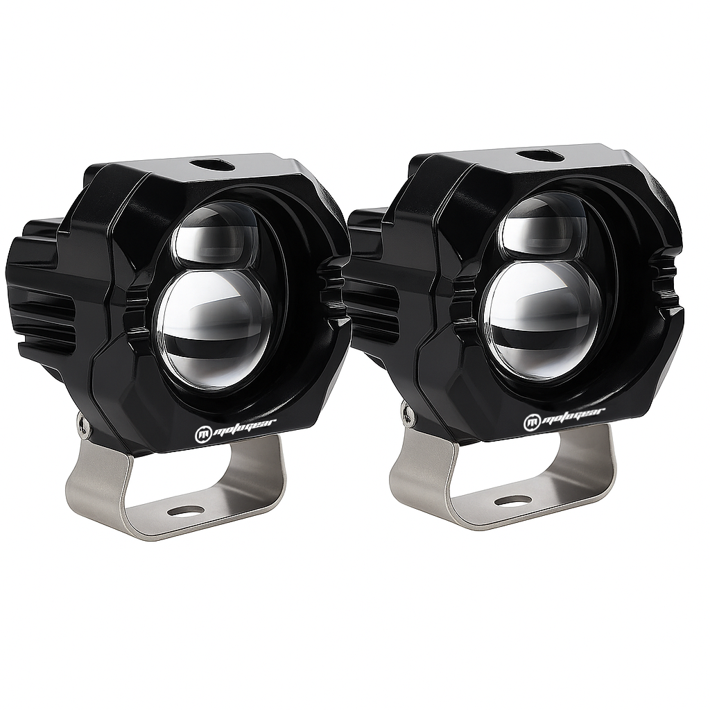 MOTOGEAR LUX01 3 Inch LED Auxiliary Fog Light | 90W Power | 5500K White Light | External Bifocal Lens | High-Low Beam | Waterproof Design | Universal Fit for Bikes & Cars(Pack of 2)