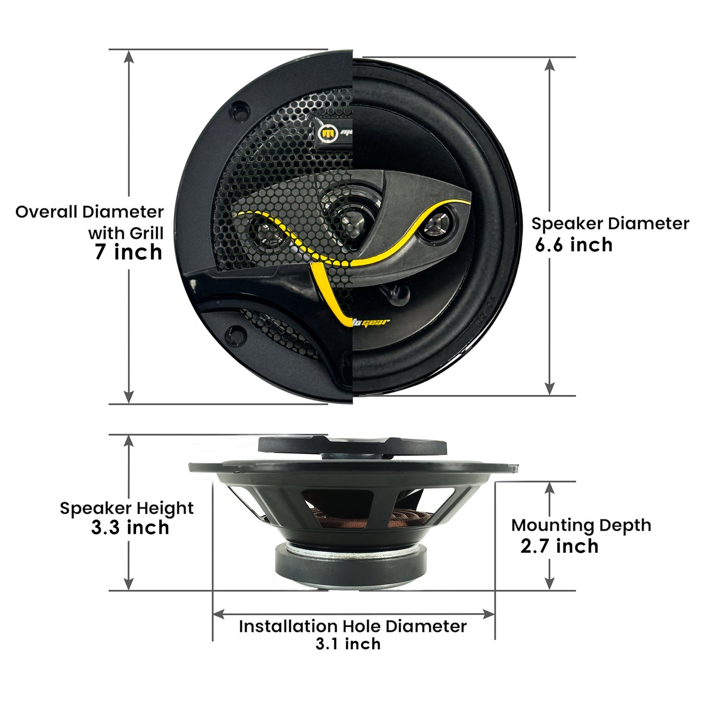 THE 6.5 INCH CAR DOOR 4 WAY SPEAKERS MG-6600 (PACK OF 2)