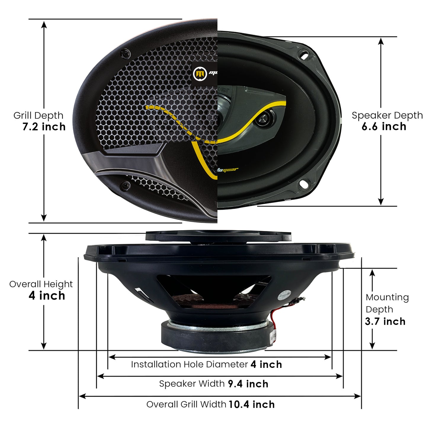 THE 6X9 INCH CAR 4 WAY SPEAKERS MG-6900 (PACK OF 2)