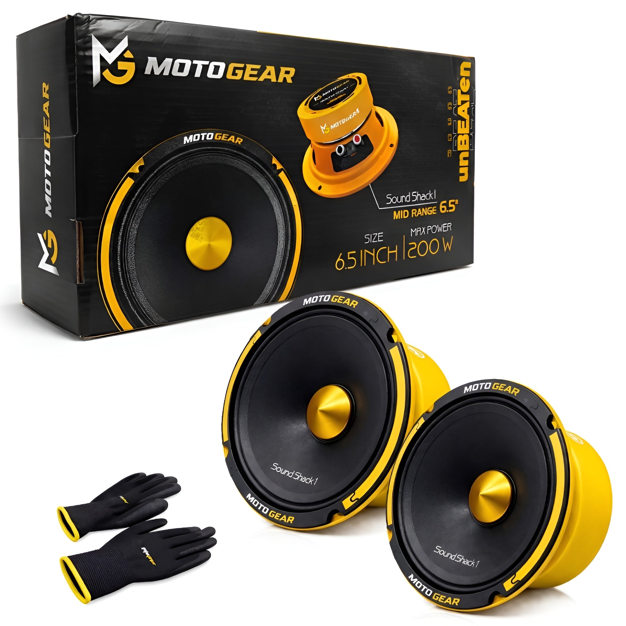 MotoGear 6.5 Inch Mid Range Car Speaker 200W Max Power |30 oz Magnet | 95 dB Sensitivity | Premium SoundShack Series | High Performance Car Audio Speaker for Powerful Clear Sound