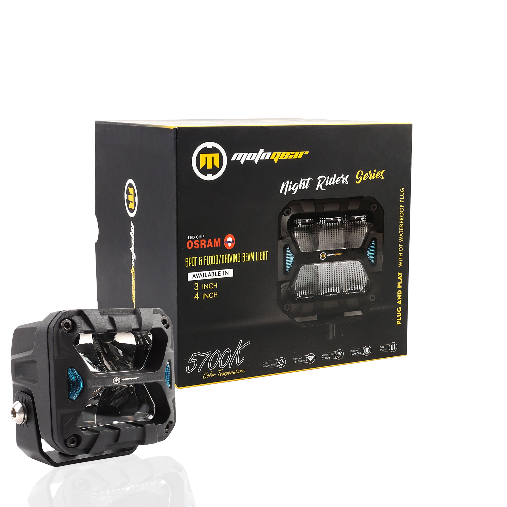 MOTOGEAR SpotBeam-3 3 Inch LED Spot Light | Osram P8 LED | 2400 Lumens | 5700K White Light | Long Range Driving Beam | Waterproof Plug & Play Connector | Universal Fit for Cars & SUVs