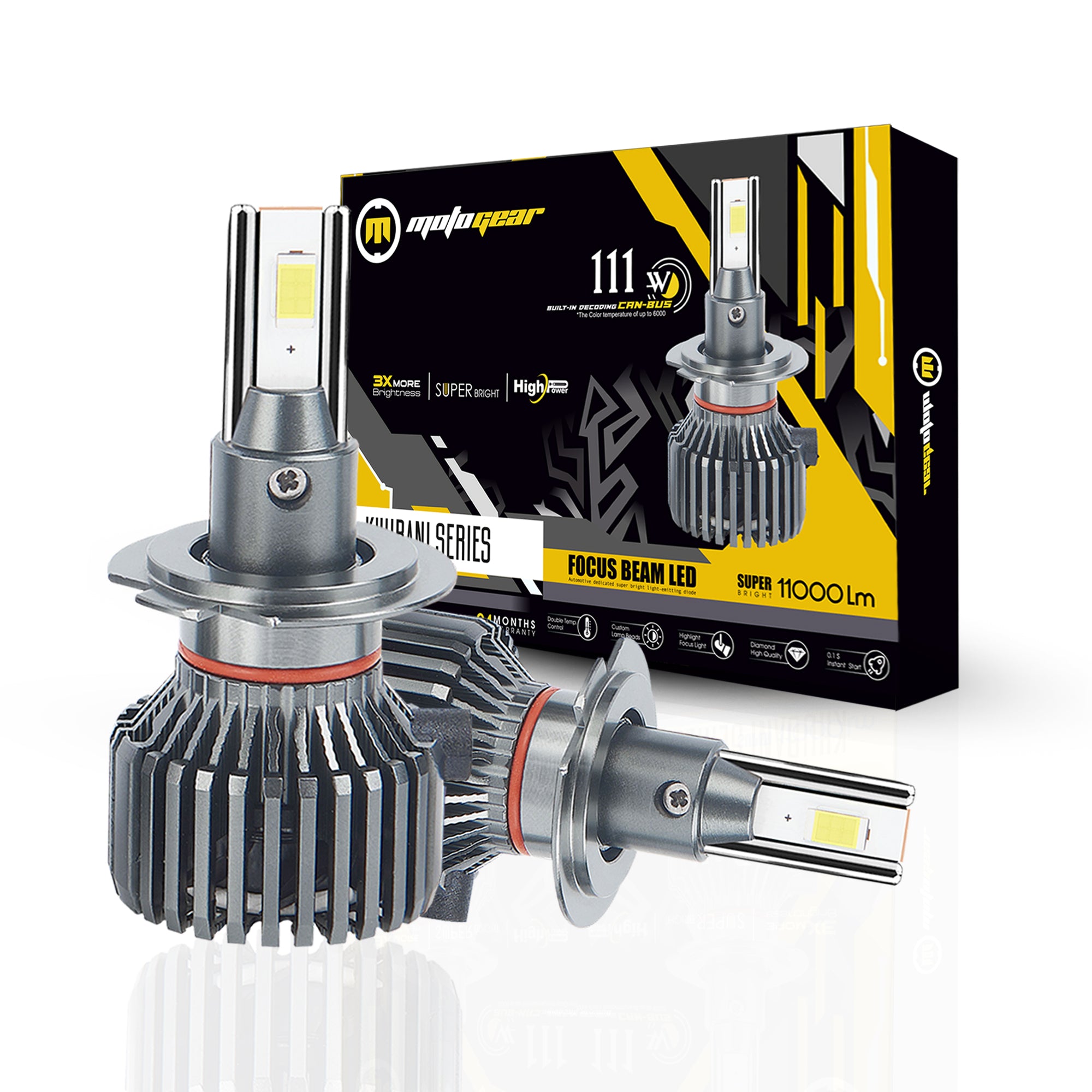 Motogear White 111 Watt H1 LED Headlight Bulb | Waterproof & Dustproof | Universal For Car & Bike (Pack of 2)