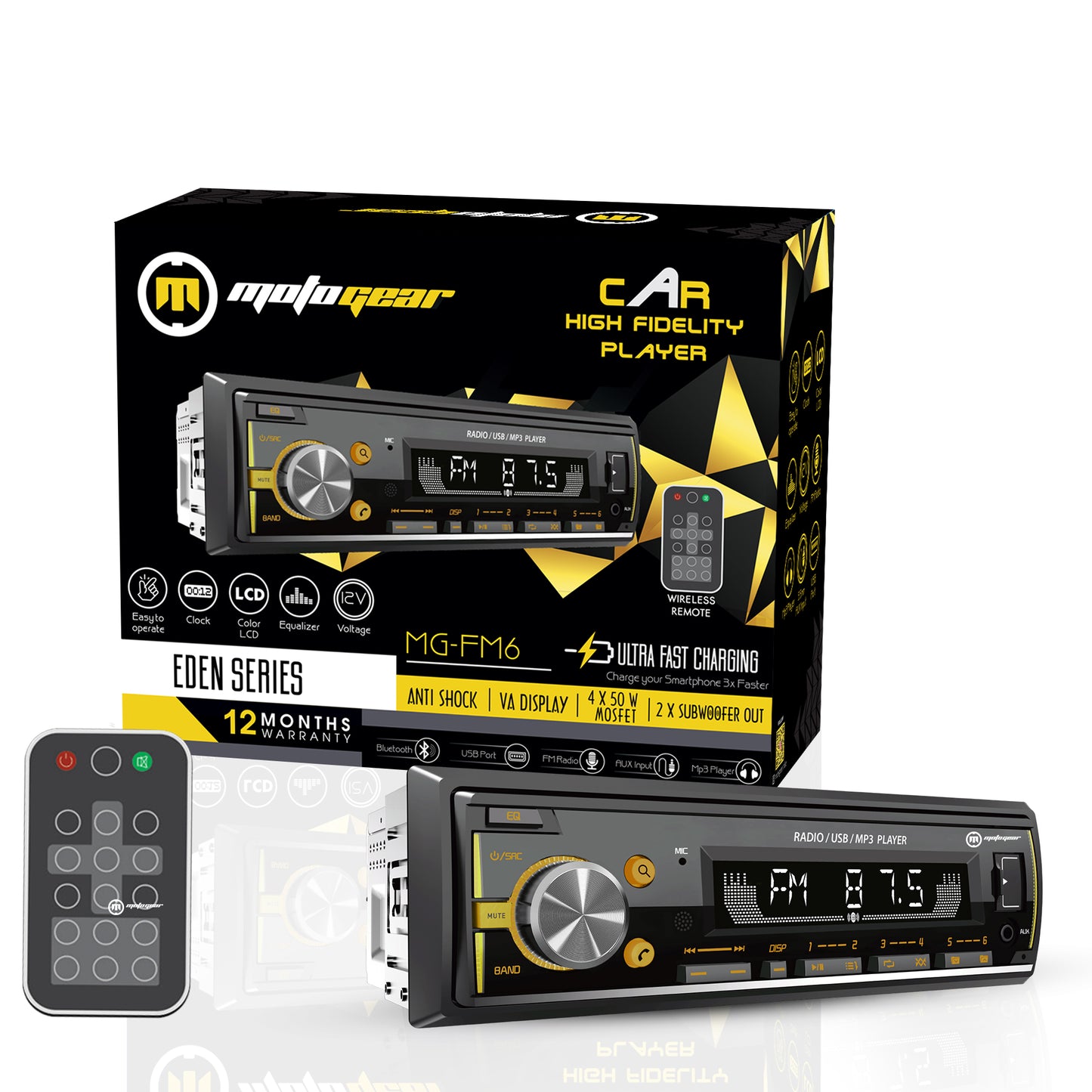 THE EDEN SERIES CAR FM STEREO AND USB PLAYER MG-FM 6