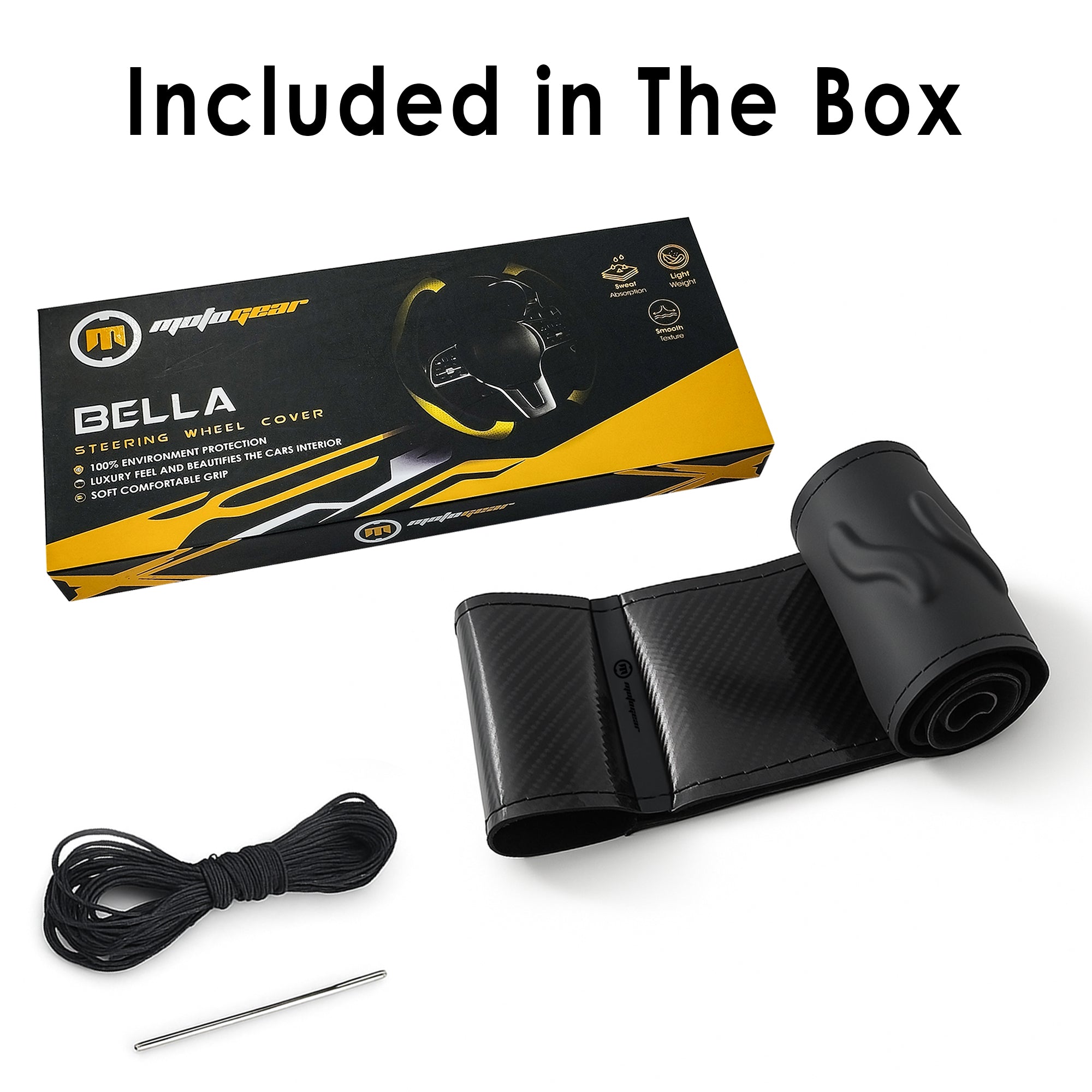 The Carbon Steering Wheel Cover Bella X2 – Universal Fit Leather Grip for Cars