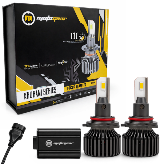 Motogear White 111 Watt 9006 Fitting LED Headlight Bulb | Waterproof & Dustproof | Universal For Car & Bike (Pack of 2)