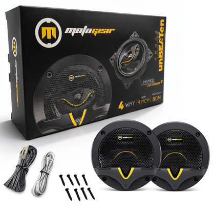 MotoGear 4 Inch 80W Max-40W RMS Power Car Door Speaker | High Performance | Universal Fit For All Cars ( Pack of 2)