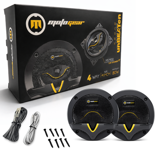 MotoGear 4 Inch 80W Max-40W RMS Power Car Door Speaker | High Performance | Universal Fit For All Cars ( Pack of 2)