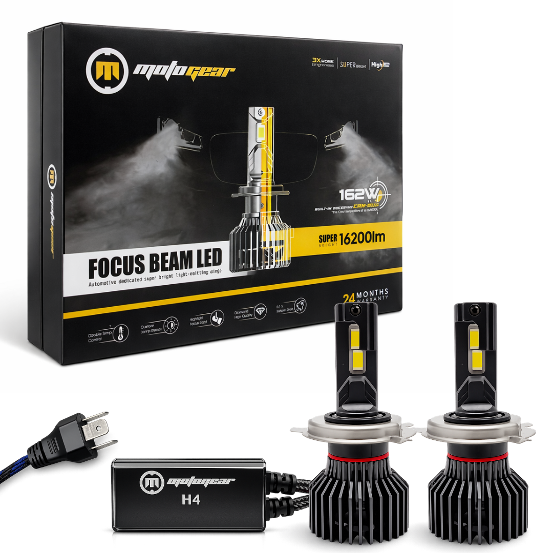 Motogear White 162 Watt H4 Fitting LED Headlight Bulb | Waterproof & Dustproof | Universal For Car & Bike (Pack of 2)