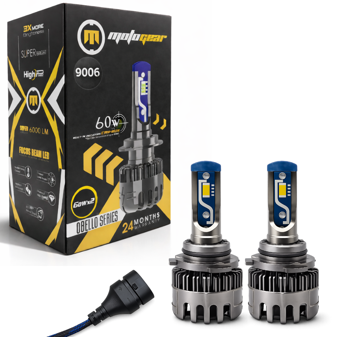 Motogear White 120 Watt 9006 Fitting LED Headlight Bulb | Waterproof & Dustproof | Universal For Car & Bike (Pack of 2)