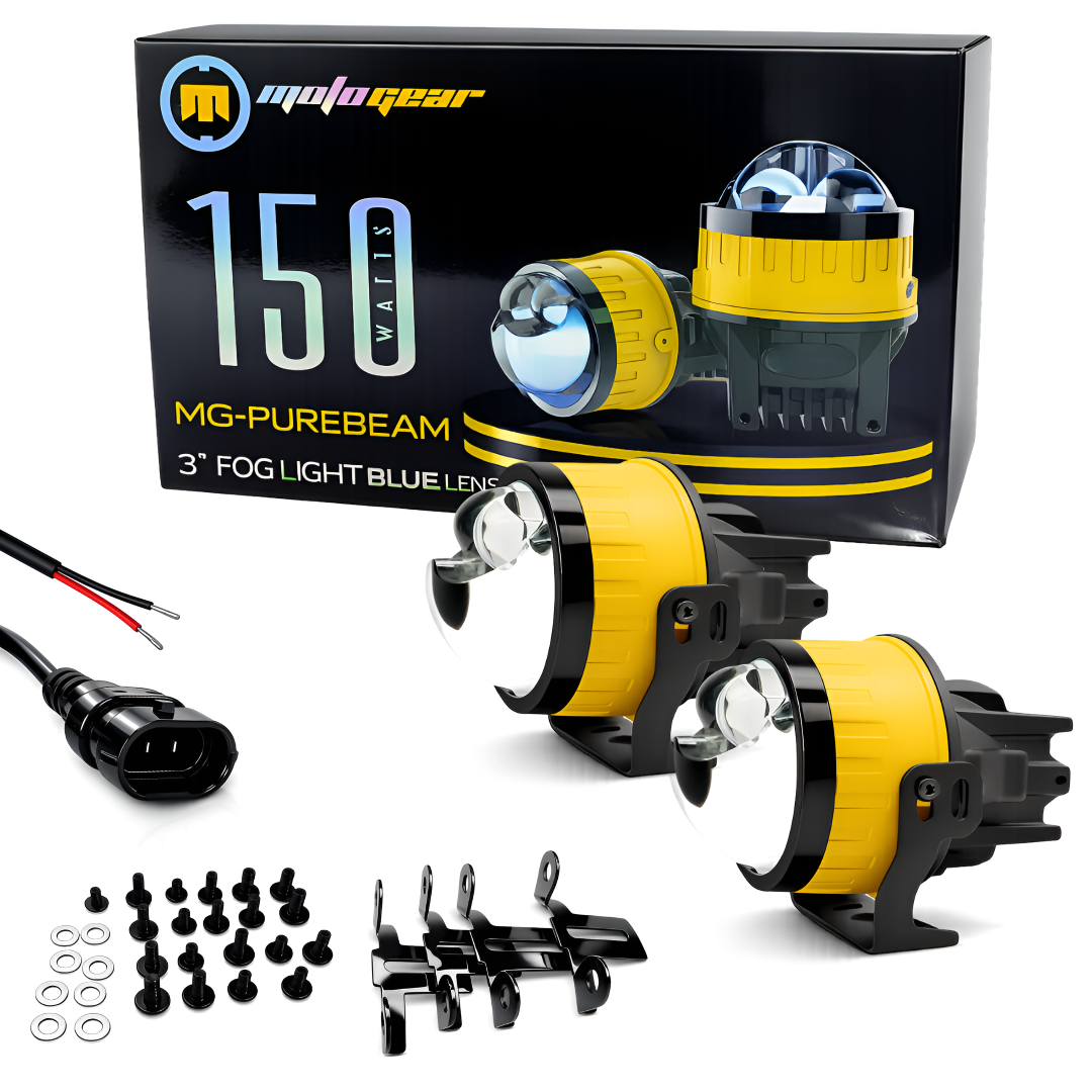 MOTOGEAR Super Bright 150 Watt 3 Inch LED Fog Lamp With Yellow/White Light Reflection| 9005 Shocket | Waterproof & Dustproof| Universal For Cars (Pack of 2)