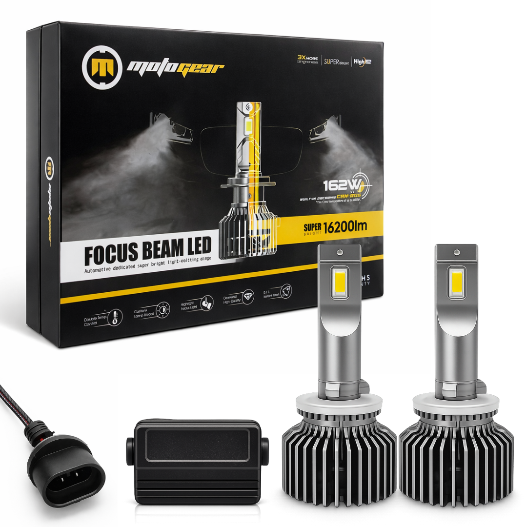 Motogear White 162 Watt H27/880 Fitting LED Headlight Bulb | Waterproof & Dustproof | Universal For Car & Bike (Pack of 2)