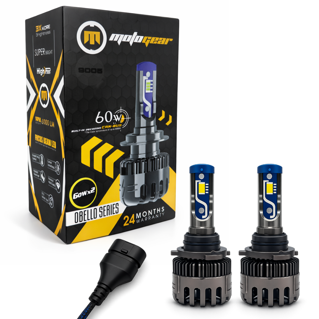 Motogear White 120 Watt 9005 Fitting LED Headlight Bulb | Waterproof & Dustproof | Universal For Car & Bike (Pack of 2)