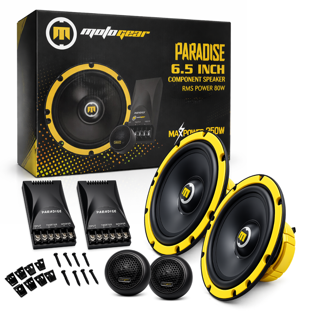 MotoGear 6.5 Inch 250W Max-80W RMS Power Car Door Component Speaker | High Performance | Universal Fit For All Cars ( Pack of 2)