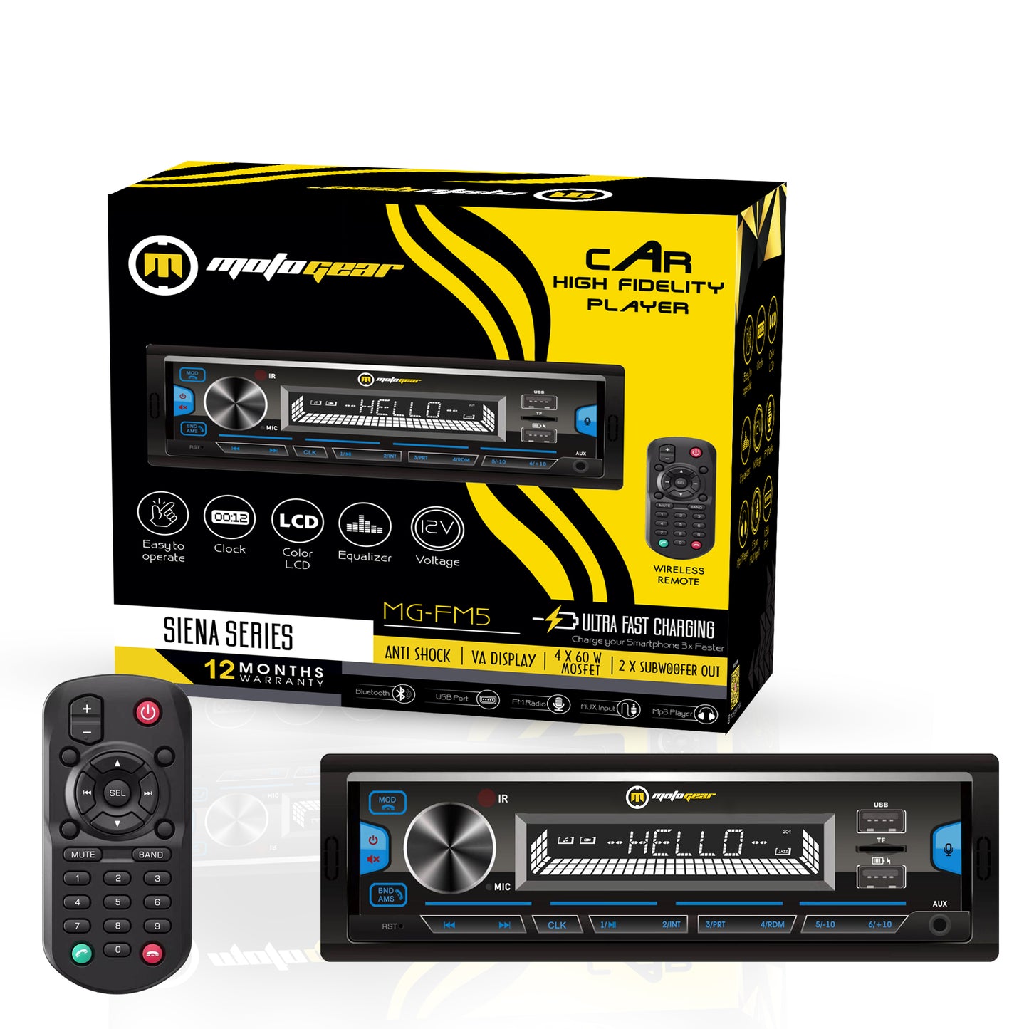 THE SIENA SERIES CAR FM STEREO AND USB PLAYER MG-FM 5