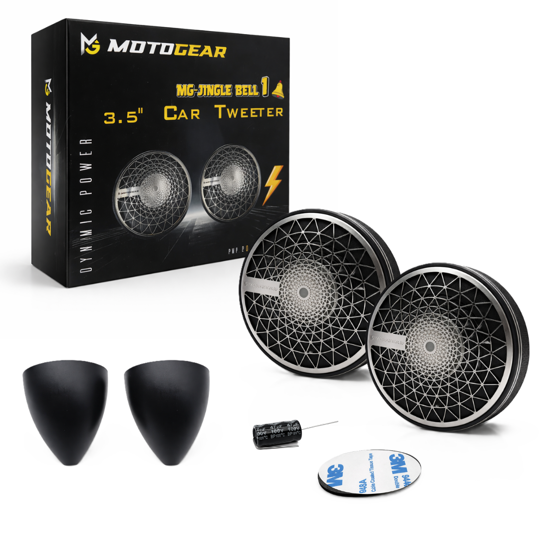 MOTOGEAR Jingle Bell 1 3.5 Inch Car Speaker Tweeter | 30W RMS Power | Premium Metal Grille Design | Crystal Clear High Frequency Sound | Universal Fit For Cars