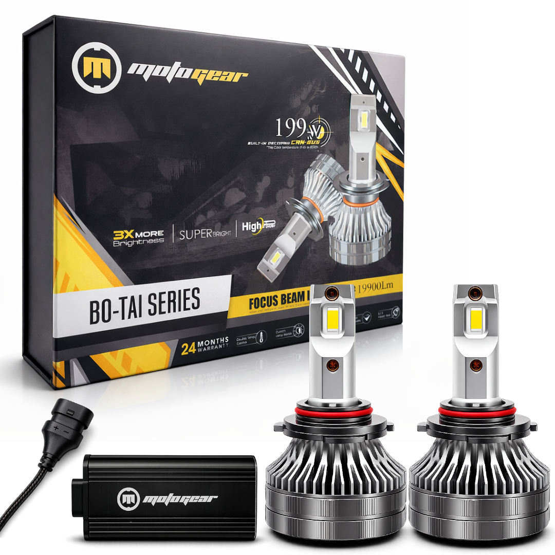 MotoGear White 199 Watt 9006 Fitting LED Headlight Bulb | Waterproof & Dustproof | Universal For Car & Bike (Pack of 2)