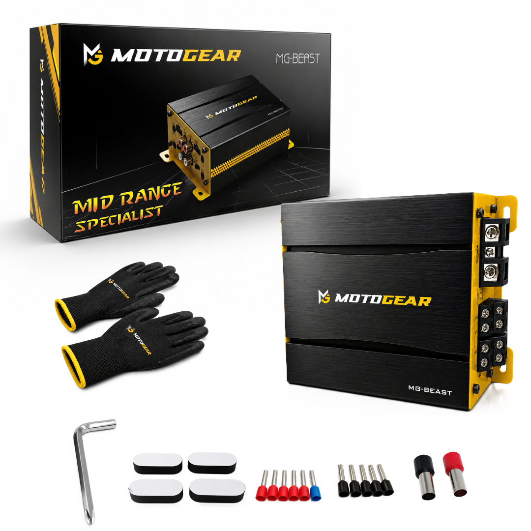 MOTOGEAR MG Beast 4 Channel Car Amplifier 4X120W RMS Power Mid Range Specialist High Efficiency Low Distortion Car Audio Amplifier for Car SUV Truck (Pack of 1)