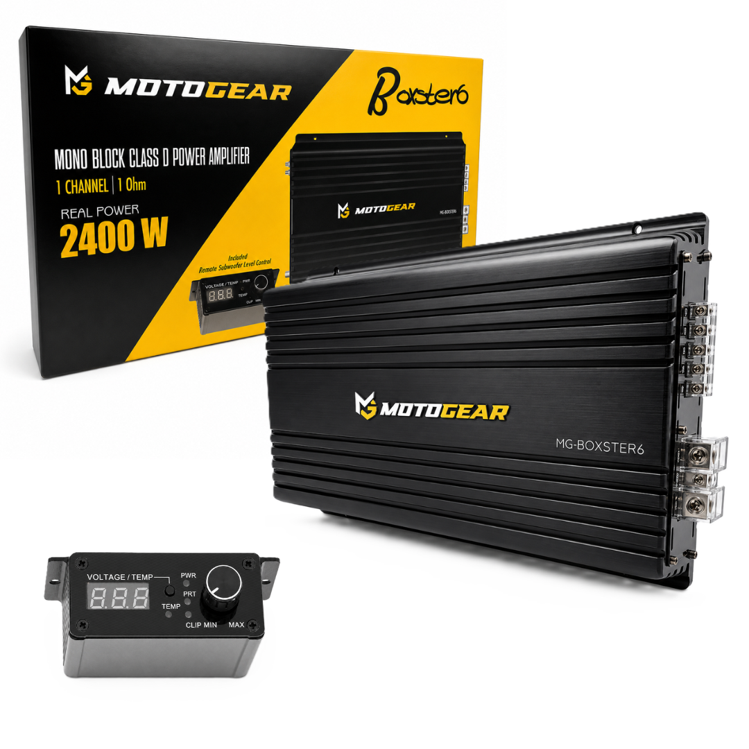 MOTOGEAR MG Boxster 6 Mono Block Class D Power Amplifier With 1x12400W RMS Power | Deep Bass Audio Output | Universal Fit For All Cars