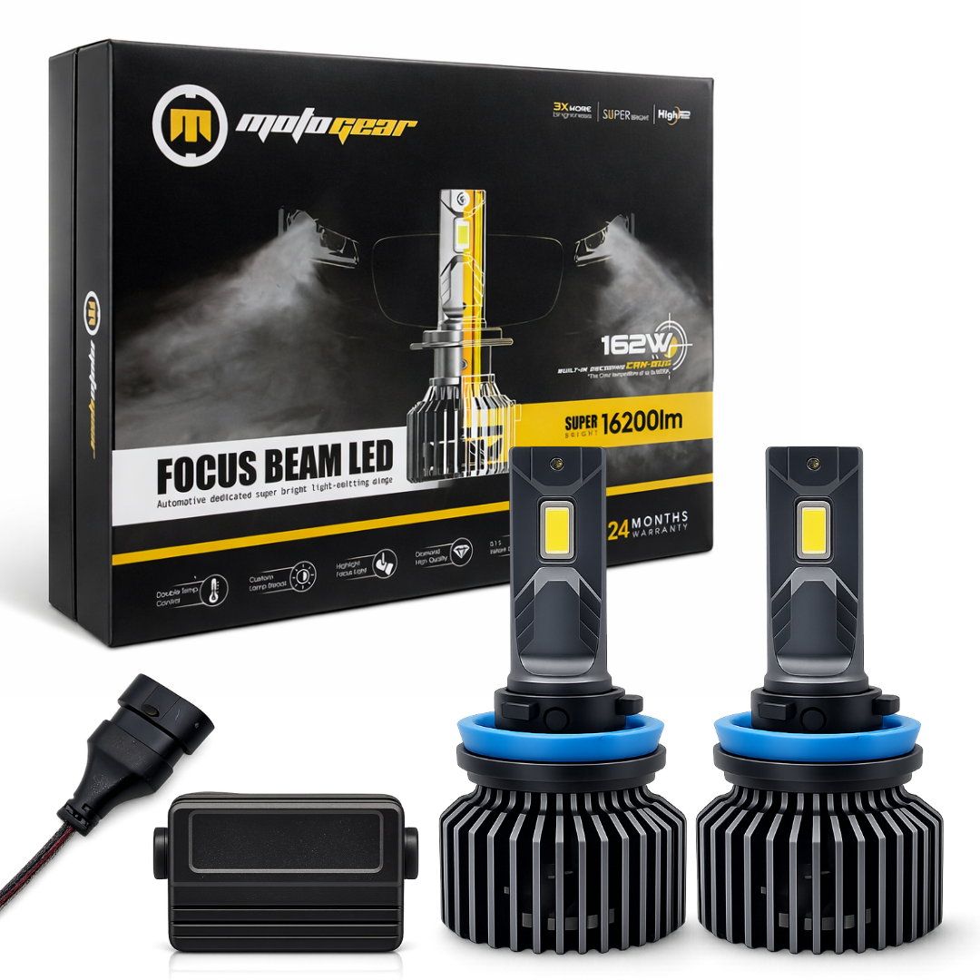 Motogear White 162 Watt H8/H9/H11 Fitting LED Headlight Bulb | Waterproof & Dustproof | Universal For Car & Bike (Pack of 2)