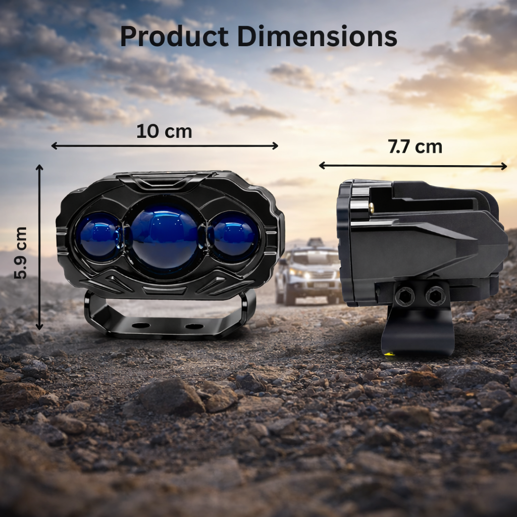 MotoGear Bright White 120 Watt Fog Light With Yellow/White Spot Reflection | Waterproof & Dustproof | Universal For Bikes & Cars (Pack of 2)