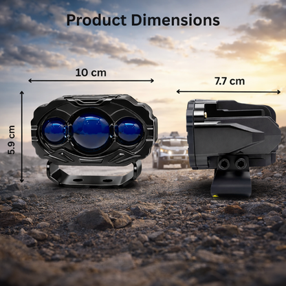 MotoGear Bright White 120 Watt Fog Light With Yellow/White Spot Reflection | Waterproof & Dustproof | Universal For Bikes & Cars (Pack of 2)