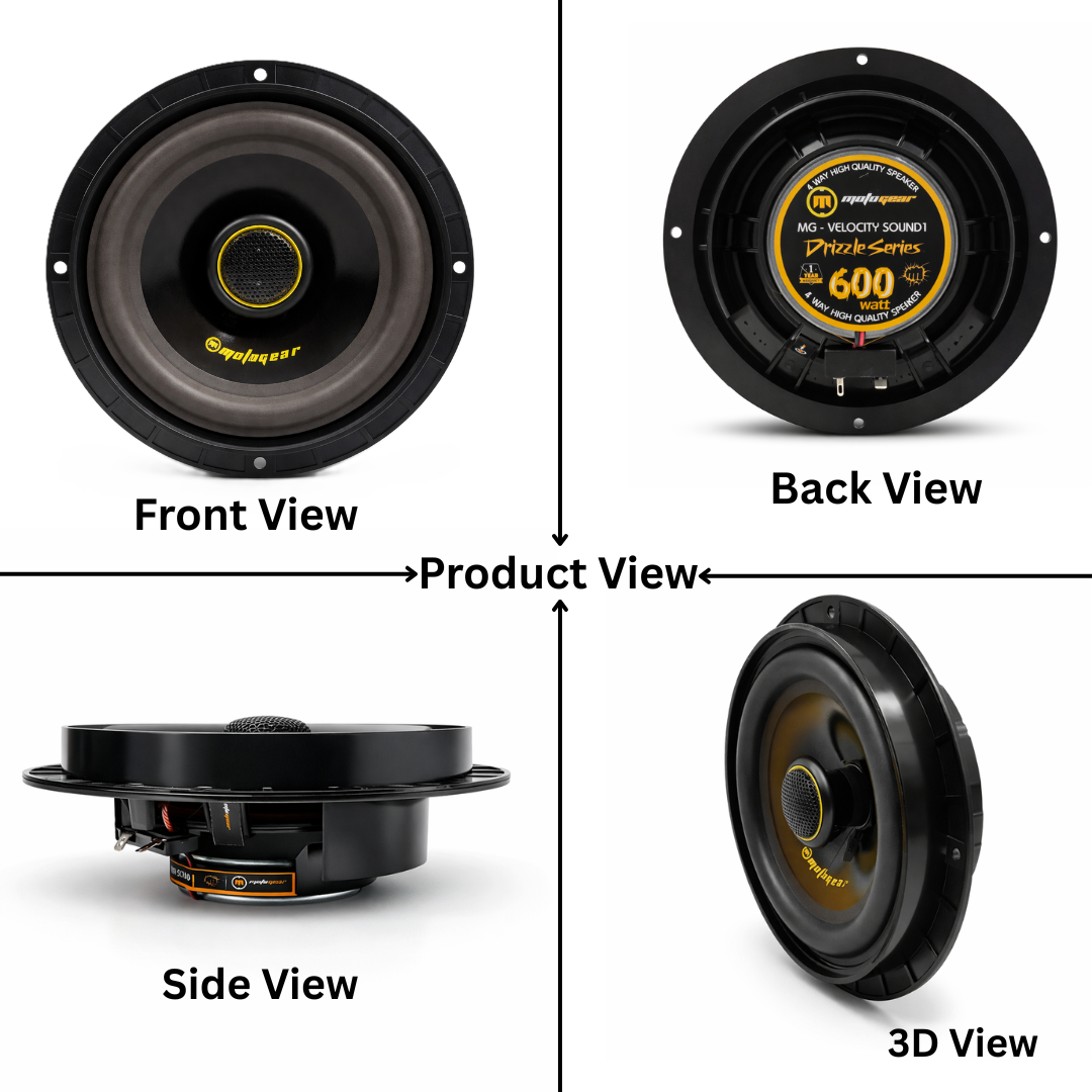 MotoGear 6 Inch 600W Max-50W RMS Power Car Door Speaker | High Performance | Universal Fit For All Cars ( Pack of 2)