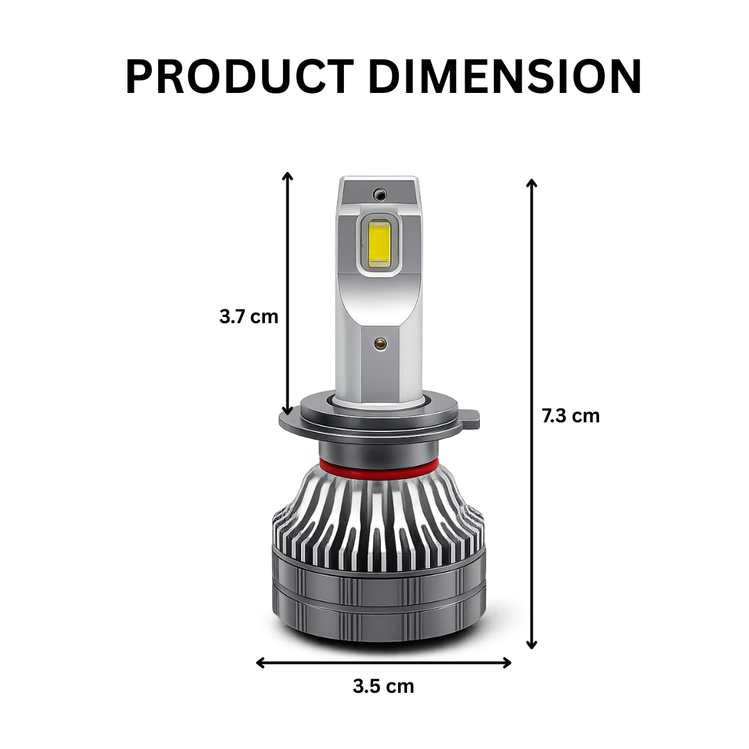 MotoGear White 199 Watt H7 Fitting LED Headlight Bulb | Waterproof & Dustproof | Universal For Car & Bike (Pack of 2)