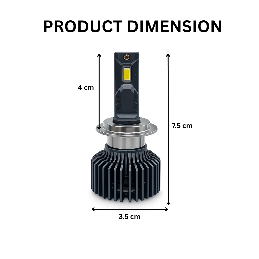Motogear White 162 Watt H7 Fitting LED Headlight Bulb | Waterproof & Dustproof | Universal For Car & Bike (Pack of 2)