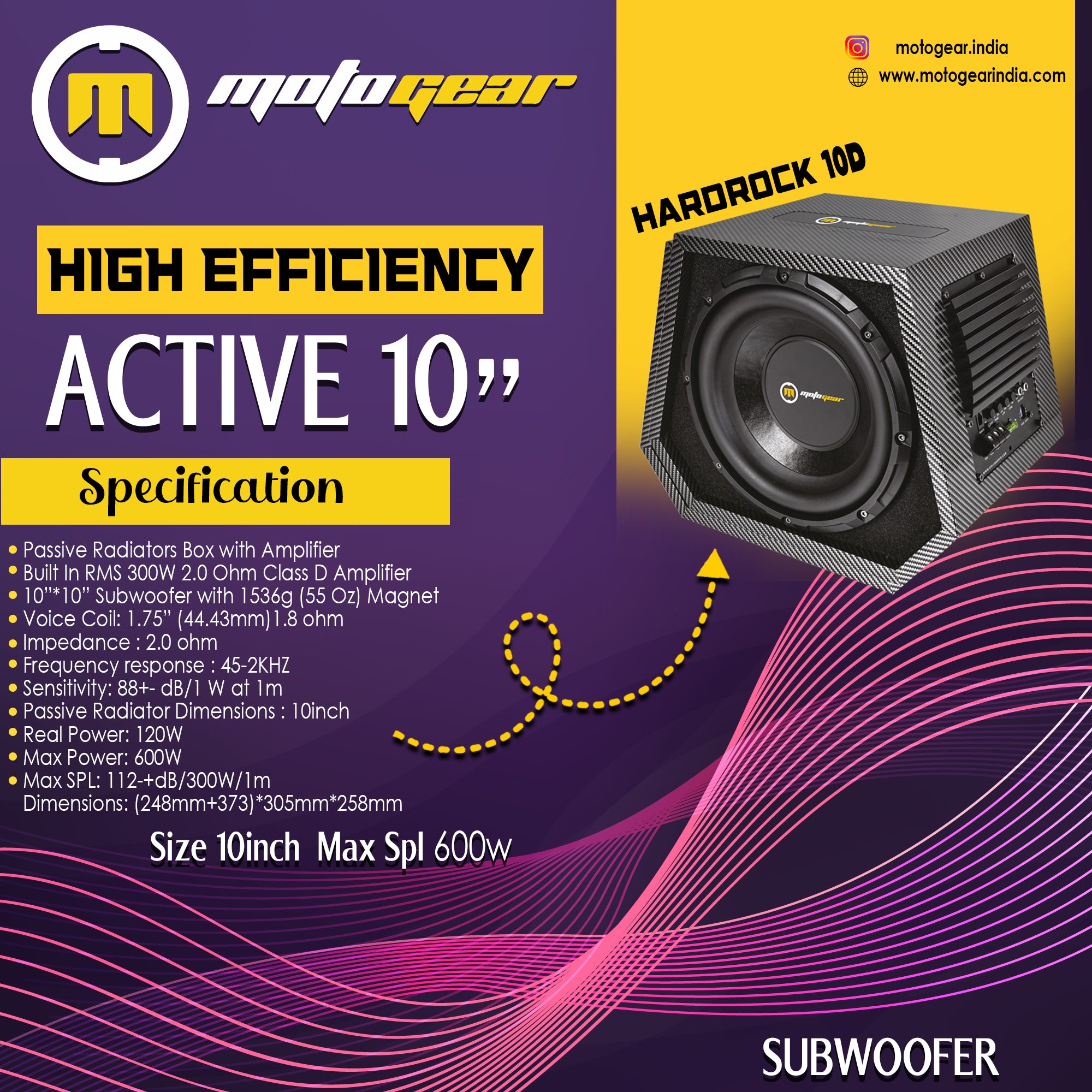 THE 10 INCH SUBWOOFER ACTIVE DUAL ENCLOSER MG-HARDROCK 10D