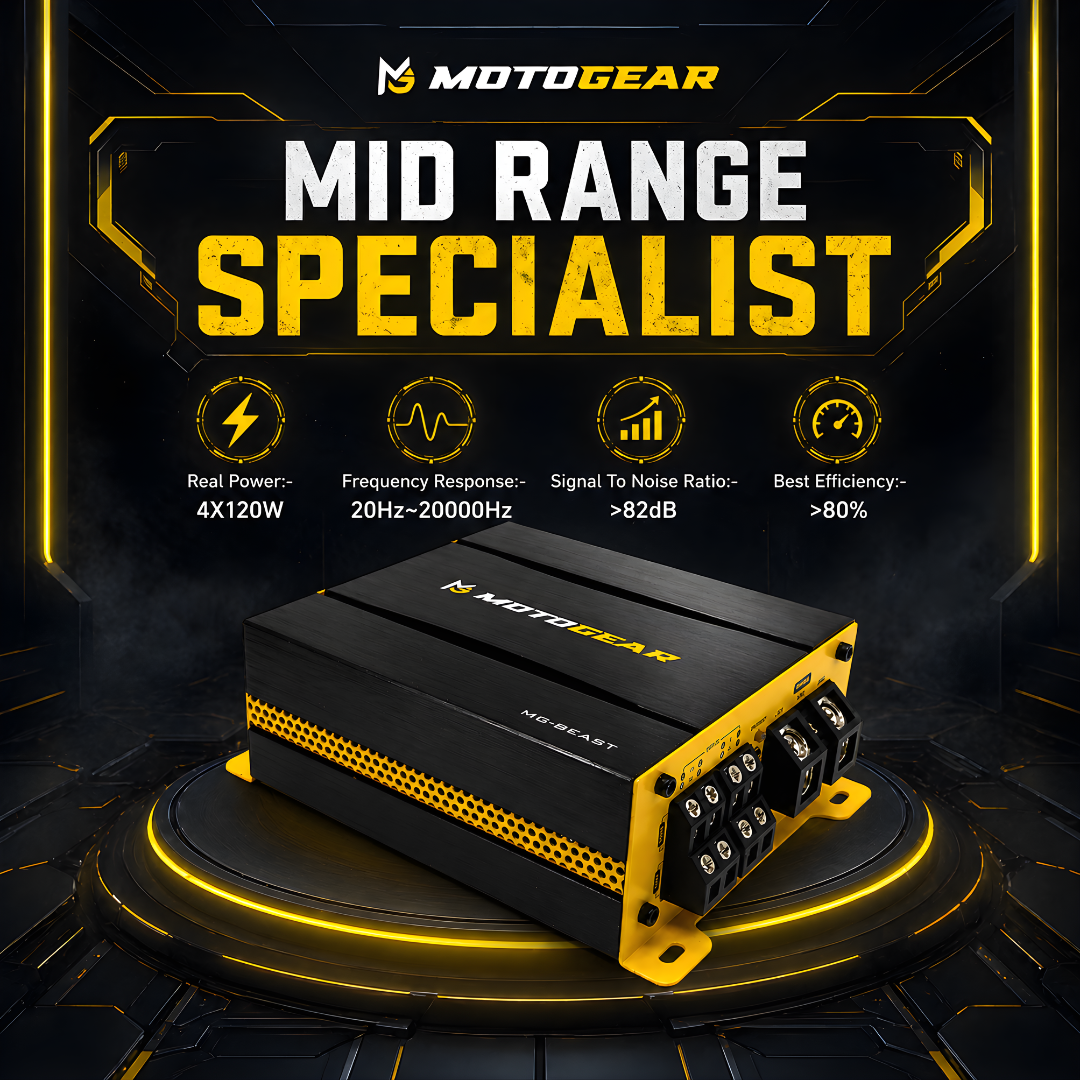 MOTOGEAR Beast 4x120W RMS 4 Channel Class D Amplifier
