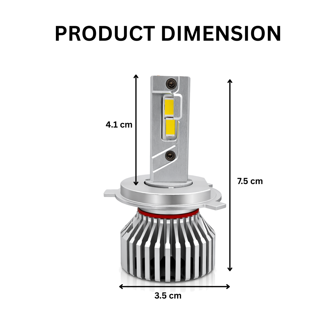 MotoGear White 199 Watt H4 Fitting LED Headlight Bulb | Waterproof & Dustproof | Universal For Car & Bike (Pack of 2)