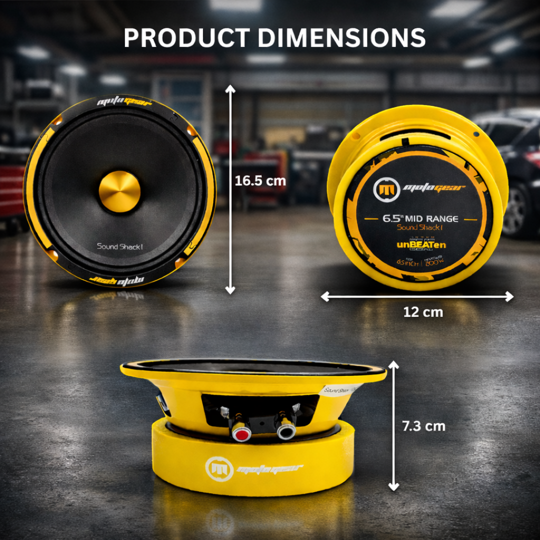 MOTOGEAR 6.5 Inch Mid Range Sound Shack 1 Car Speaker With 200W Max Power & 130W RMS Power |30 oz Magnet | 95 dB Sensitivity | High Performance Car Audio Speaker for Powerful Clear Sound( Pack of 1)