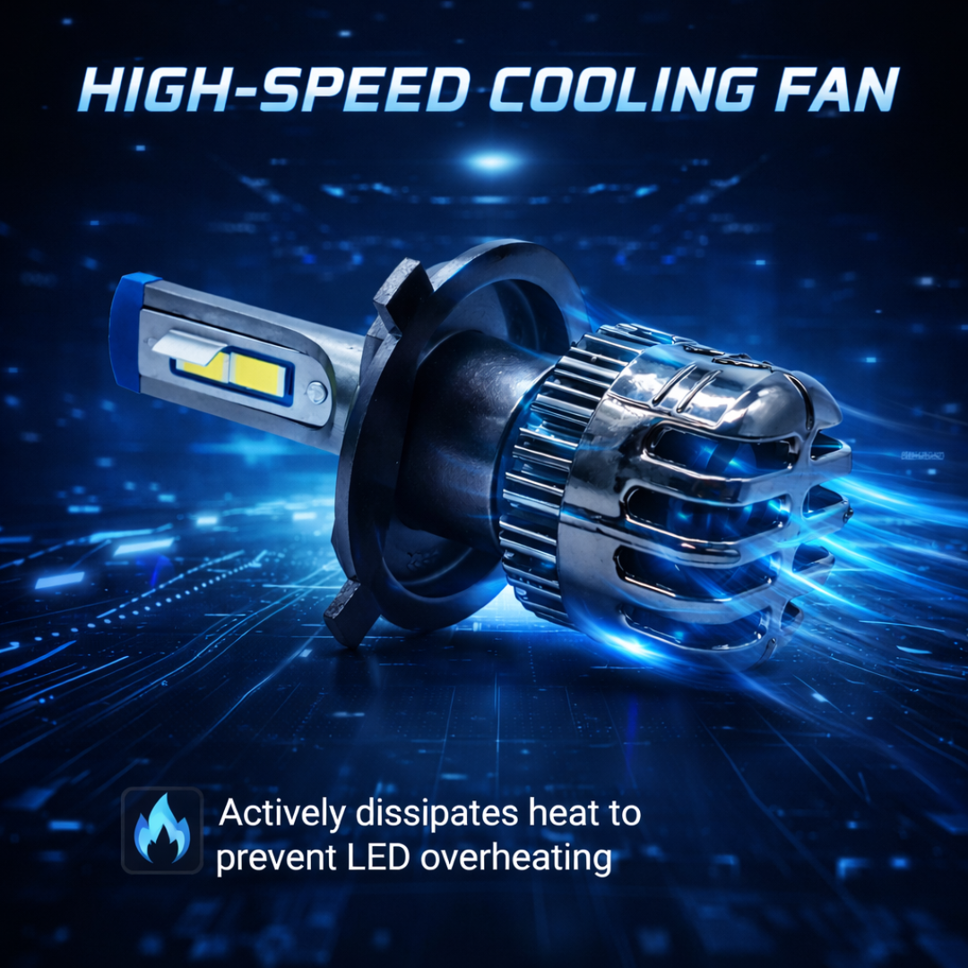 Motogear White 120 Watt H4 Fitting LED Headlight Bulb | Waterproof & Dustproof | Universal For Car & Bike (Pack of 2)