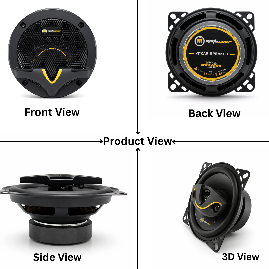 MotoGear 4 Inch 80W Max-40W RMS Power Car Door Speaker | High Performance | Universal Fit For All Cars ( Pack of 2)