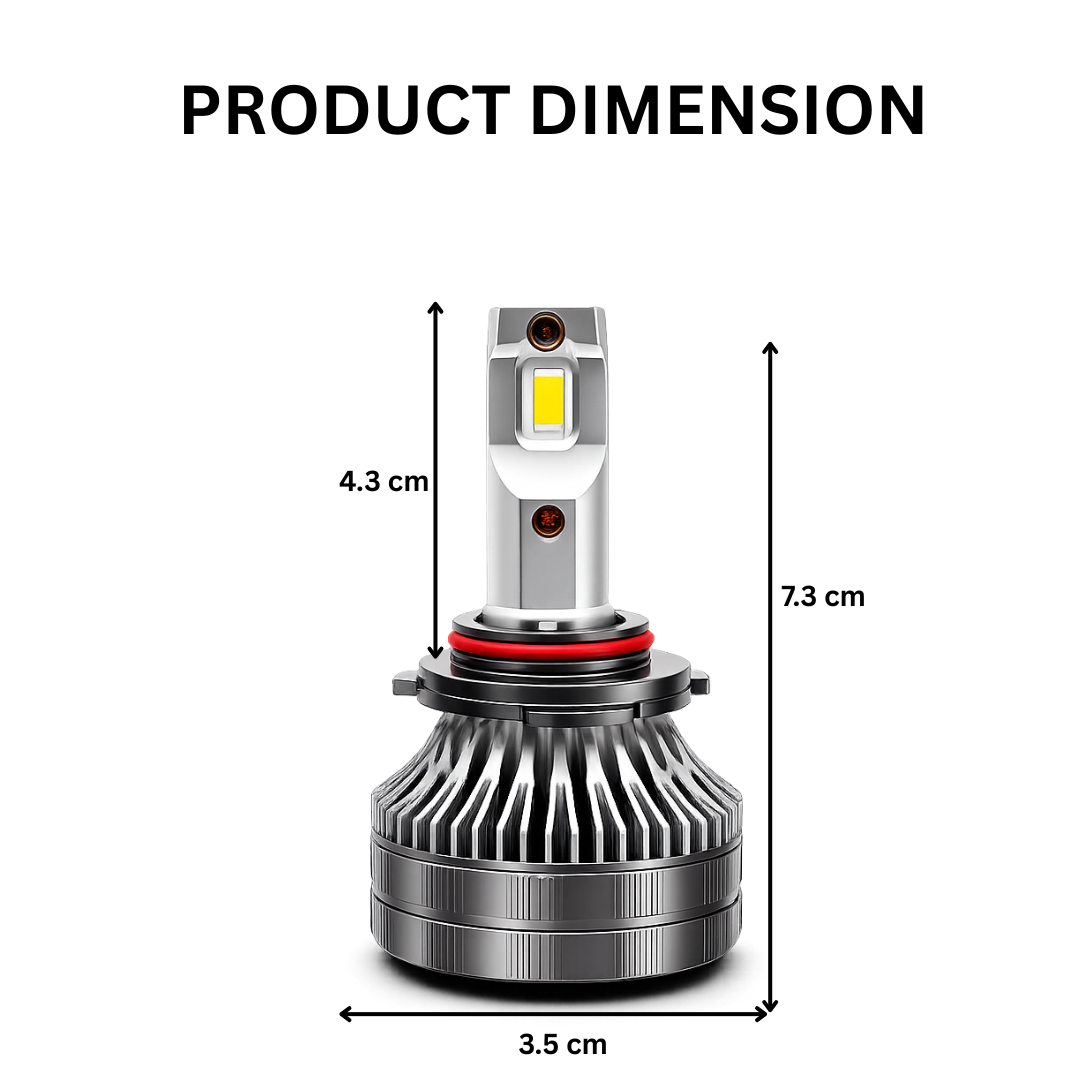 MotoGear White 199 Watt 9006 Fitting LED Headlight Bulb | Waterproof & Dustproof | Universal For Car & Bike (Pack of 2)