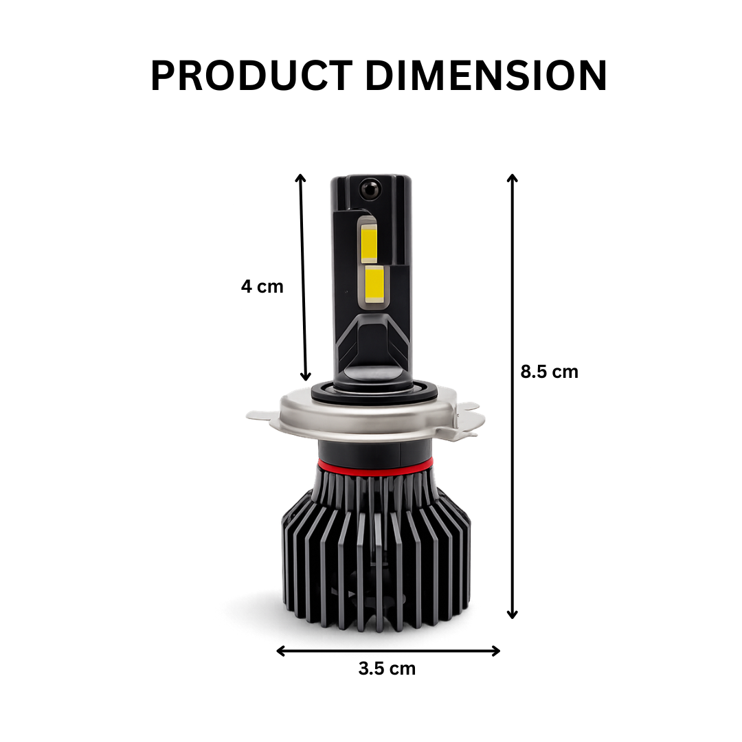 Motogear White 162 Watt H4 Fitting LED Headlight Bulb | Waterproof & Dustproof | Universal For Car & Bike (Pack of 2)