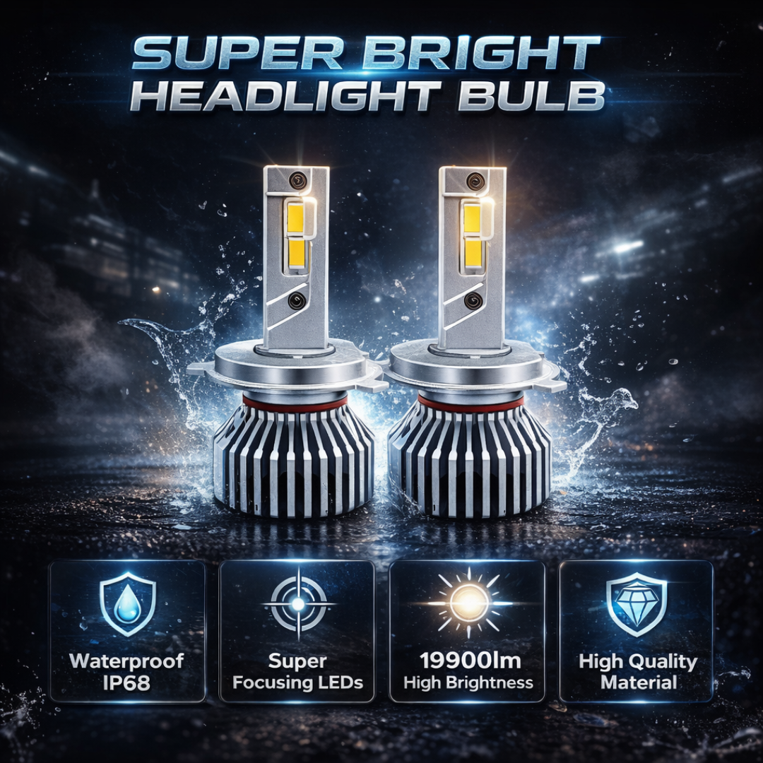 MotoGear White 199 Watt H4 Fitting LED Headlight Bulb | Waterproof & Dustproof | Universal For Car & Bike (Pack of 2)