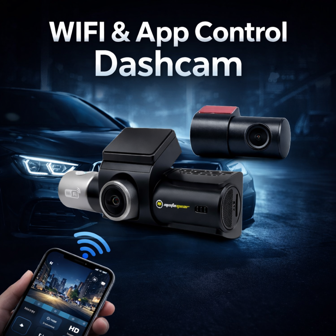 MOTOGEAR 3 Channel 4K Dashcam Front + Interior + Rear Recording | WiFi + GPS | 3.2 Inch IPS Screen | Loop Recording | Parking Monitoring | G Sensor Car Camera for Safety (Pack of 1)