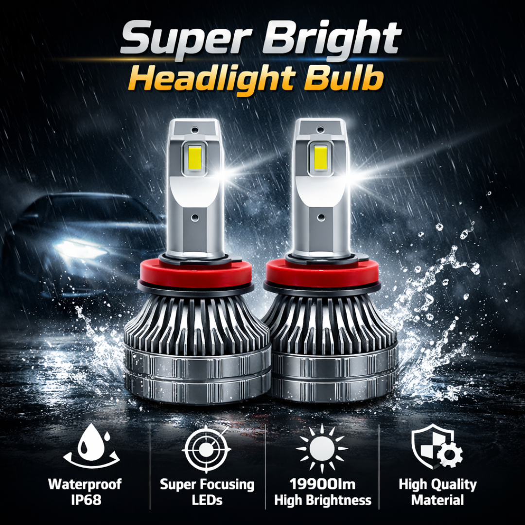 MotoGear White 199 Watt H8/H9/H11 Fitting LED Headlight Bulb | Waterproof & Dustproof | Universal For Car & Bike (Pack of 2)