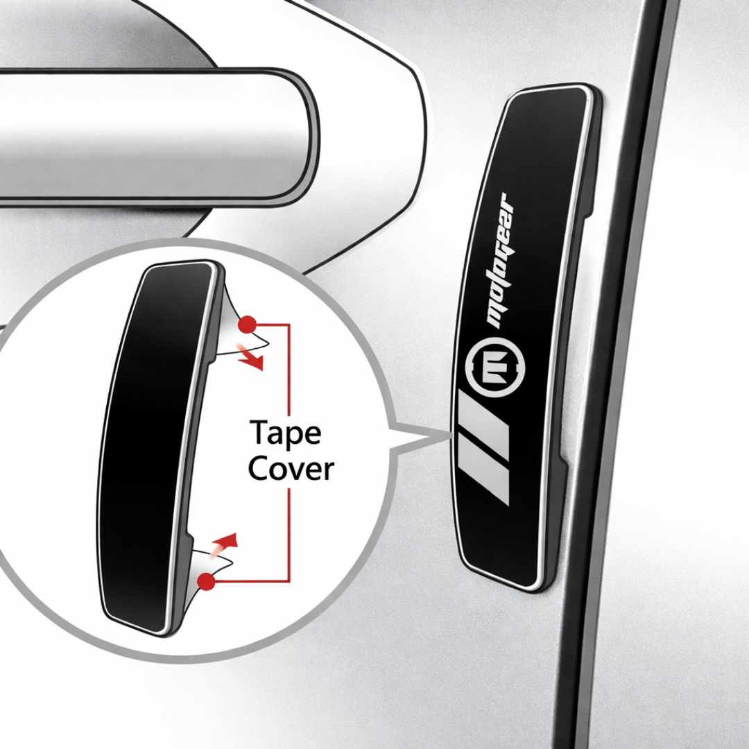 MOTOGEAR Luxury Car Door Edge Protectors – 4 Pcs Anti-Scratch Door Guards with Strong Double Side Tape, Universal Fit Car Door Protector Strips for Edge Protection (Black)