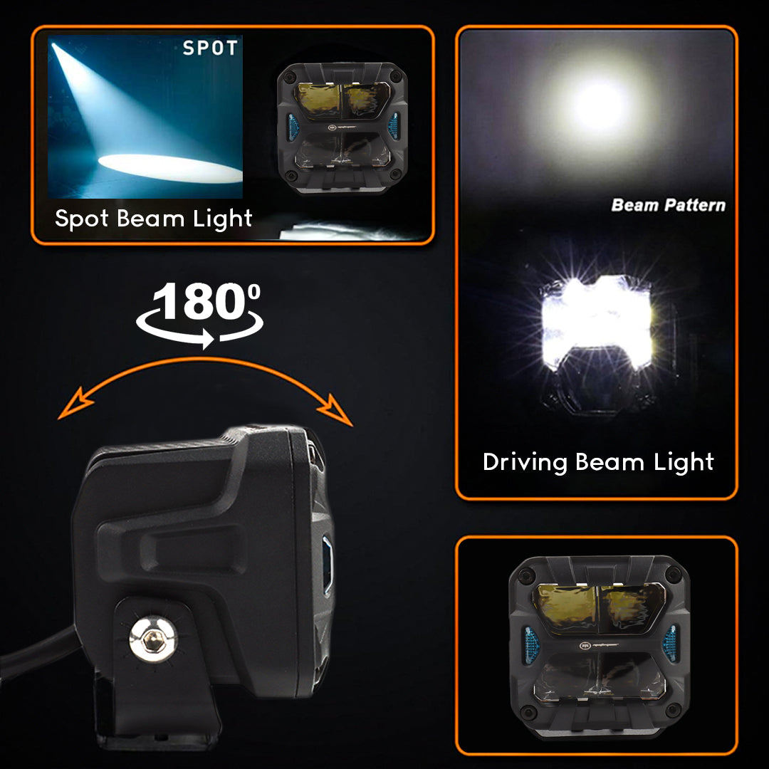 MOTOGEAR SpotBeam-3 3 Inch LED Spot Light | Osram P8 LED | 2400 Lumens | 5700K White Light | Long Range Driving Beam | Waterproof Plug & Play Connector | Universal Fit for Cars & SUVs
