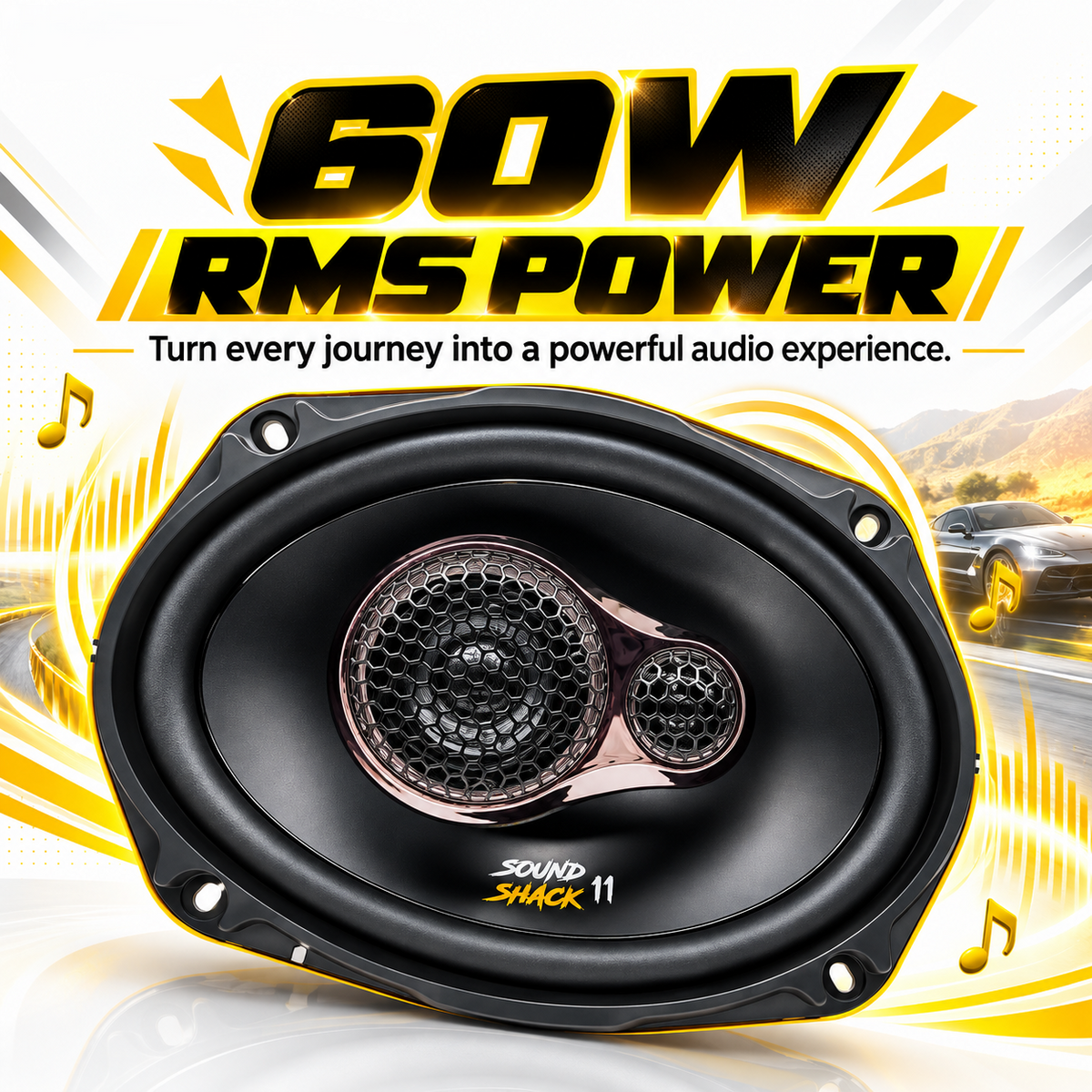 MOTOGEAR 6x9 Inch 60W RMS Sound Shack 11 Oval Car Speaker (Pack of 2)