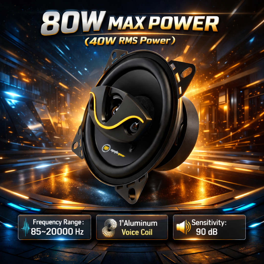 MotoGear 4 Inch 80W Max-40W RMS Power Car Door Speaker | High Performance | Universal Fit For All Cars ( Pack of 2)